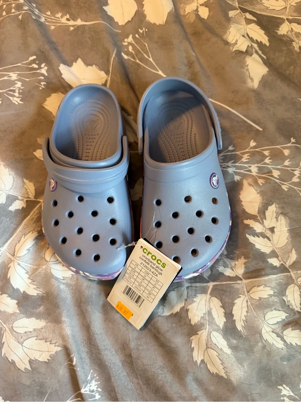 CROCS Kids Classic Clog in Light Lavender with Purple Accents